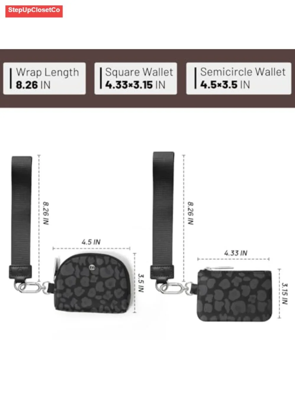 Nylon Detachable Dual Pouch Wristlet Wallet with Coin Purse for Women